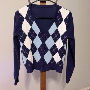 NWOT Argyle Cardigan Sweater - S